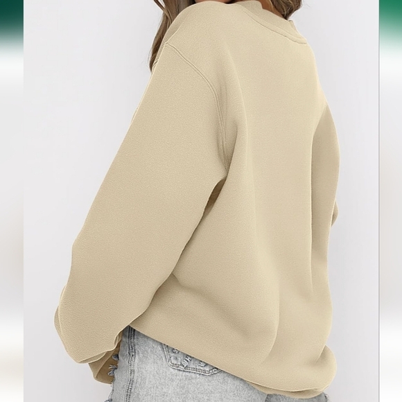 Caracilia Women's Light Brown Oversized Crewneck Sweatshirts NWT Size XS - Picture 2 of 11